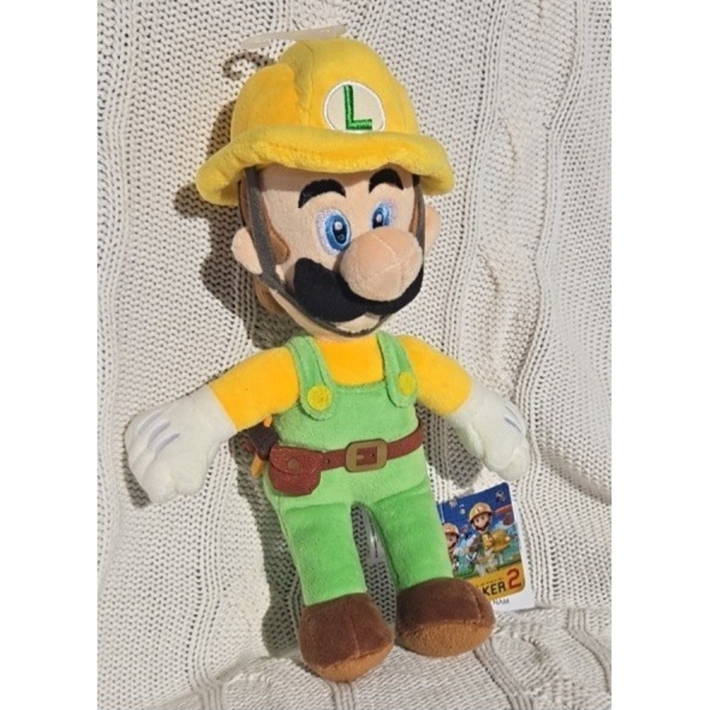 Little Buddy Super Mario Maker 2 Builder Luigi 10" Plush Official Nintendo NEW